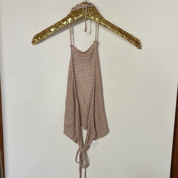 Nude Crochet Bathing Suit Cover Up Crop Top - Picture 12 of 17